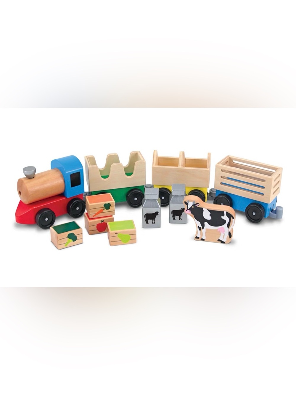 Melissa & Doug Wooden Farm Train Set Kids toddler Toy
